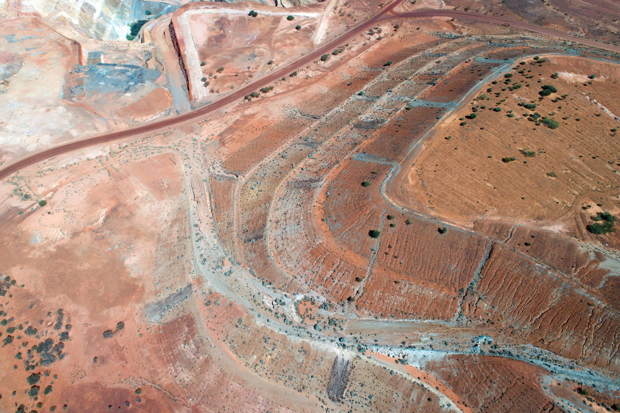 Aerial view of open cut gold mine, Eastern Goldfields, Western Australia